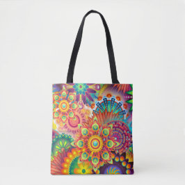 Funky Retro Pattern Abstract Bohemian Tote Bag