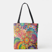 Funky Retro Pattern Abstract Bohemian Tote Bag (Achterkant)