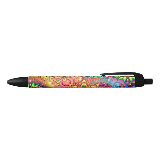 Funky Retro Pattern Abstract Bohemian Zwarte Inkt Pen (Bovenkant)
