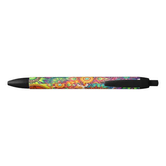 Funky Retro Pattern Abstract Bohemian Zwarte Inkt Pen (Achterkant)