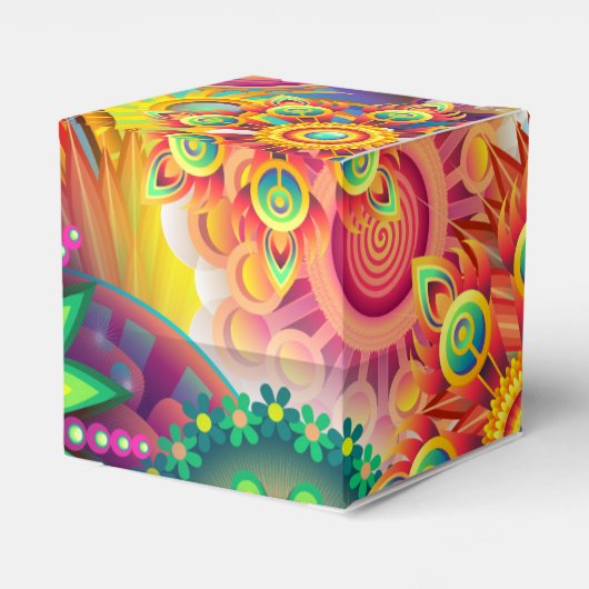 Funky Retro Pattern Abstracte Boho Bedankdoosjes (Achterkant)