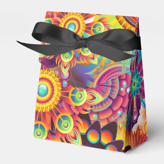 Funky Retro Pattern Abstracte Boho Bedankdoosjes (Voorkant Zijde)