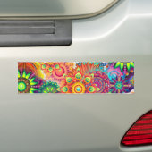 Funky Retro Pattern Abstracte Boho Bumpersticker (Op auto)