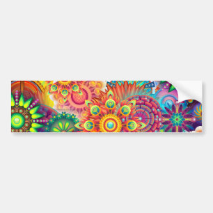 Funky Retro Pattern Abstracte Boho Bumpersticker