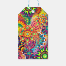 Funky Retro Pattern Abstracte Boho Cadeaulabel