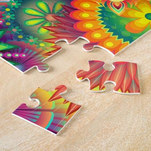 Funky Retro Pattern Abstracte Boho Legpuzzel (Zijkant)
