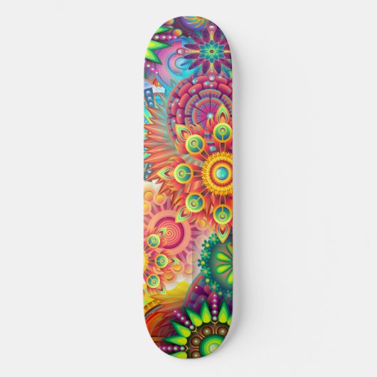 Funky Retro Pattern Abstracte Boho Persoonlijk Skateboard (Voorkant)