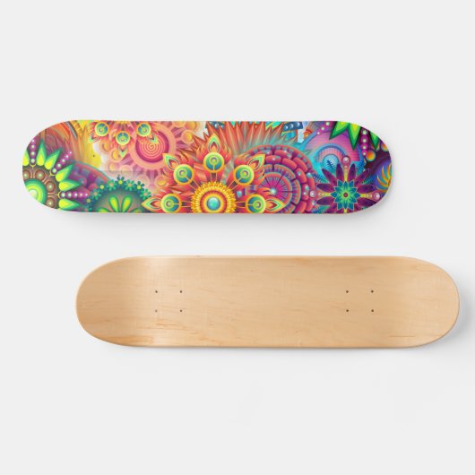 Funky Retro Pattern Abstracte Boho Persoonlijk Skateboard (Horizontaal)