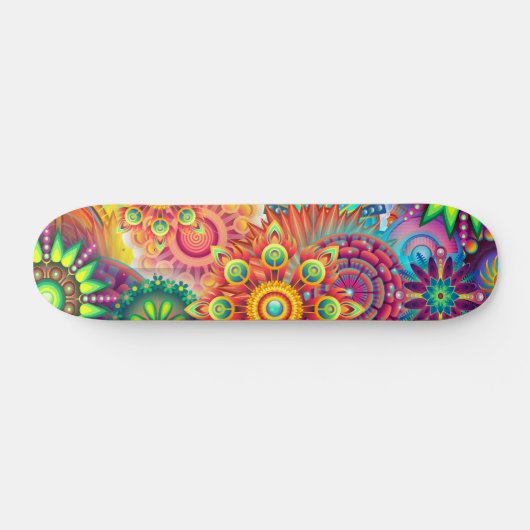 Funky Retro Pattern Abstracte Boho Persoonlijk Skateboard (Horizontaal)