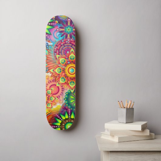 Funky Retro Pattern Abstracte Boho Persoonlijk Skateboard (Muurkunst)