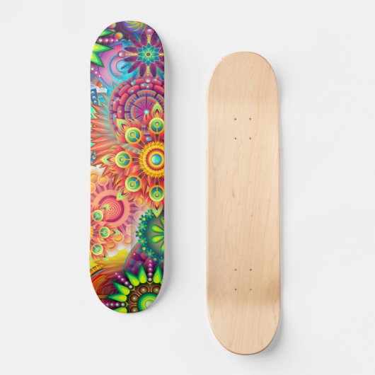 Funky Retro Pattern Abstracte Boho Persoonlijk Skateboard (Voorkant)
