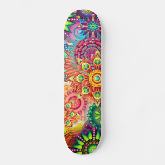 Funky Retro Pattern Abstracte Boho Persoonlijk Skateboard (Voorkant)
