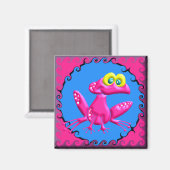 Funky Retro Pink Frog Magneet (Voorkant / Achterkant)