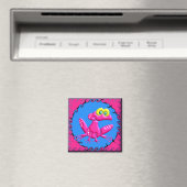 Funky Retro Pink Frog Magneet (Insitu (Vaatwasser))