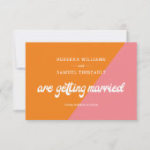 Funky Retro Pink Oranje Weddenschap bewaart de dat (Achterkant)