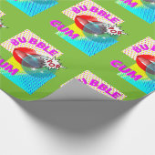 Funky Retro Pop Art Bubble Gum Lips Cadeaupapier (Hoek)