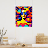 Funky Retro Pop Art Mode Poster (Keuken)