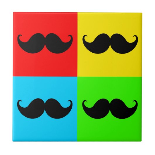 Funky Retro Pop Art Mustache Mustache Stache Tegeltje (Voorkant)