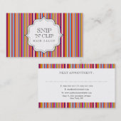 Funky Retro Rainbow Stripes Hair Stylist Mode Afsprakenkaartje (Voorkant / Achterkant)