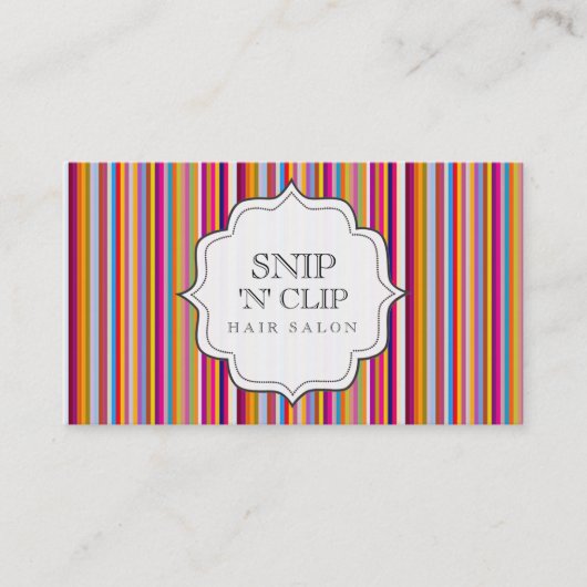 Funky Retro Rainbow Stripes Hair Stylist Mode Afsprakenkaartje (Voorkant)