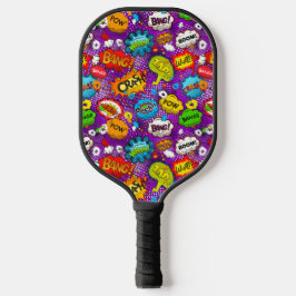 Funky Retro Stripverhaal Spreekballen Naadloos Pat Pickleball Paddle