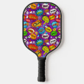 Funky Retro Stripverhaal Spreekballen Naadloos Pat Pickleball Paddle (Achterkant)