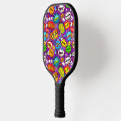 Funky Retro Stripverhaal Spreekballen Naadloos Pat Pickleball Paddle (Links)