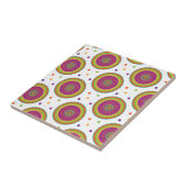 Funky Retro Style Flower en Spot Pattern Tegeltje (Zijkant)