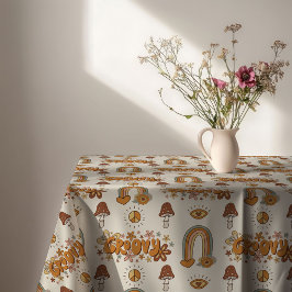 Funky Retro Tablecloth Brown & Blush Swirl Art Tafelkleed