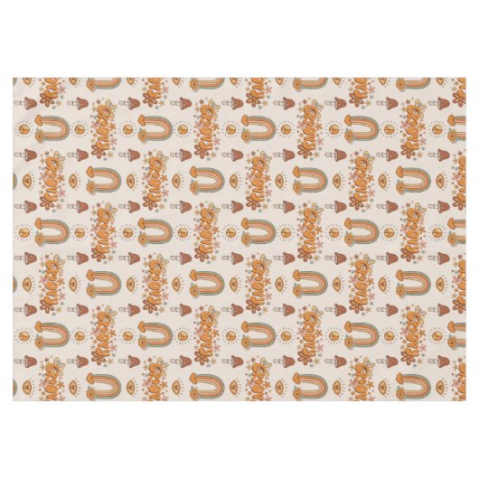 Funky Retro Tablecloth Brown & Blush Swirl Art Tafelkleed (Voorkant (Horizontaal))