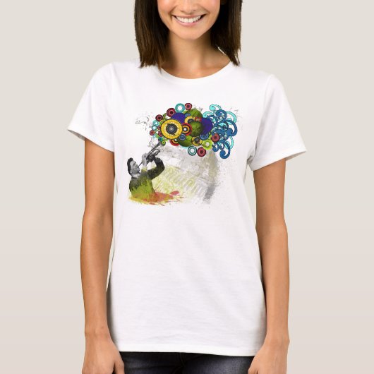 Funky Retro Trumpet Player T-shirt (Voorkant)