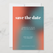 Funky Retro Turquoise Sinaasappel Gradient Bruilof Save The Date (Voorkant)