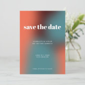 Funky Retro Turquoise Sinaasappel Gradient Bruilof Save The Date (Staand voorkant)