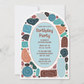 Funky Retro Verjaardag Uitnodiging Mid Century Mod (Voorkant)