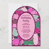 Funky Retro Verjaardag Uitnodiging Mid Century Mod (Voorkant)