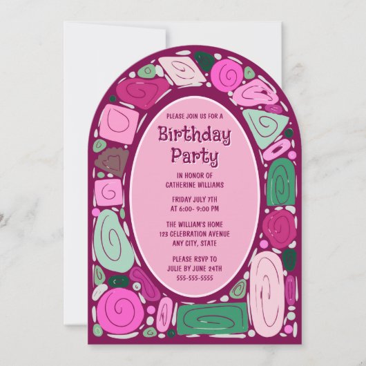 Funky Retro Verjaardag Uitnodiging Mid Century Mod (Voorkant)