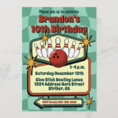 Funky Retro Vibes Tween Bowling Birthday Kaart (Voorkant)