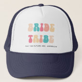 Funky Retro Vintage Bruidsstam Bruidsfeest Trucker Pet (Voorkant)