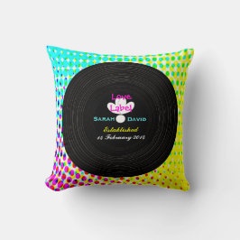 Funky Retro Vinyl Record Theme Wedding Gift Kussen