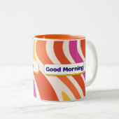 Funky Retro Wave Pattern Good Morning Zoekbalk M Tweekleurige Koffiemok (Voorkant rechts)
