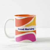 Funky Retro Wave Pattern Good Morning Zoekbalk M Tweekleurige Koffiemok (Links)