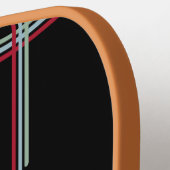 Funky Retro Wavy Stripes Rood Blauw Groen Zwart Pickleball Paddle (Links Detail)