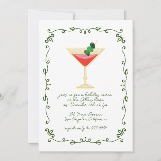 Funky Retro Whimsical Kerstmis Cocktail Party Kaart (Voorkant)