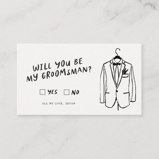 Funky Retro | Zal jij mijn groomsman voorstel zijn Informatiekaartje (Voorkant)