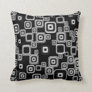 Funky Retro Zwart en Wit Patroon Kussen