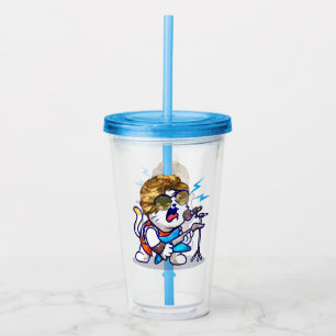 Funky Rockstar Cat - Cool Music Lover Kat Acryl Drinkbeker