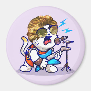 Funky Rockstar Cat - Cool Music Lover Kat Magneet