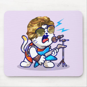 Funky Rockstar Cat - Cool Music Lover Kat Muismat