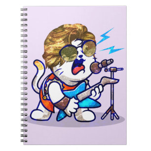 Funky Rockstar Cat - Cool Music Lover Kat Notitieboek