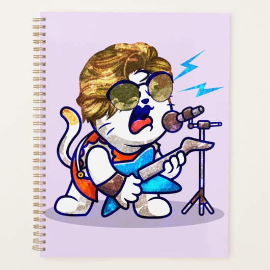 Funky Rockstar Cat - Cool Music Lover Kat Planner (Voorkant)